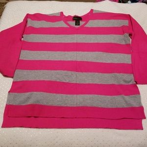 Pink and grey striped sweater